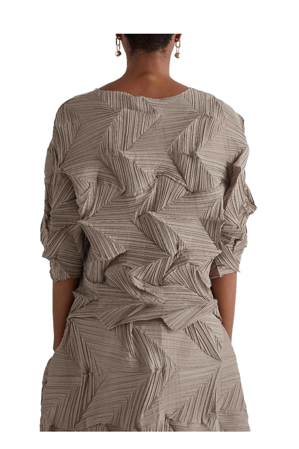 MEIMEIJ M6PY04 blusa donna tortora plissé a fisarmonica