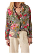 MAISON HOTEL Camicia Donna Righe Avorio Nero Floreale Piti