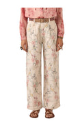 MAISON HOTEL Pantalone Donna Avorio Floreale Multicolor Lirio