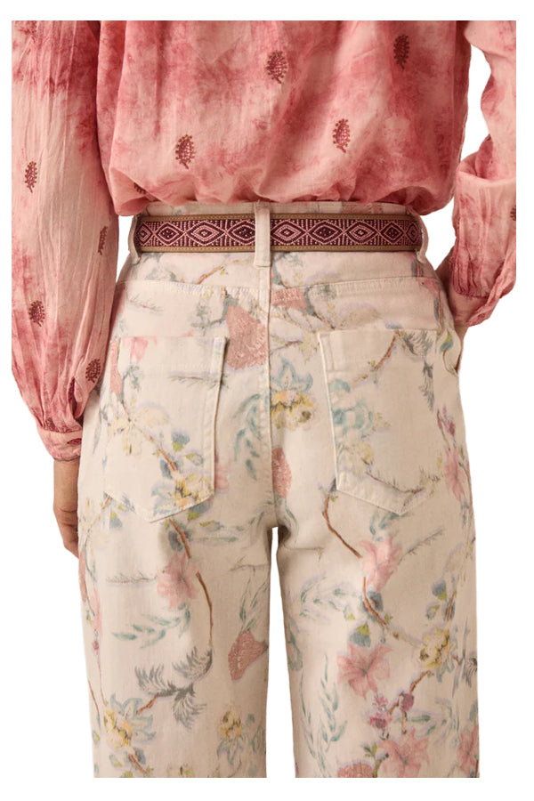 MAISON HOTEL Pantalone Donna Avorio Floreale Multicolor Lirio