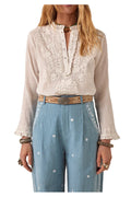 MAISON HOTEL Blusa Donna Off White Ricami Bottoni Gabriela Cotone
