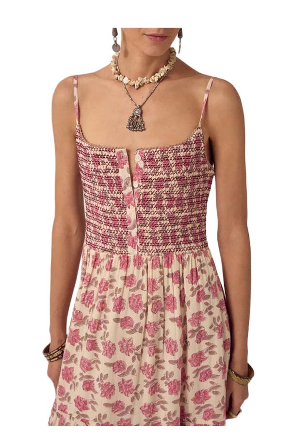 MAISON HOTEL ZARA abito donna floreale panna rosa cotone