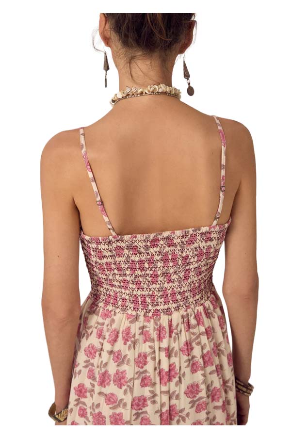 MAISON HOTEL ZARA abito donna floreale panna rosa cotone
