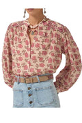 MAISON HOTEL LENNOX camicia donna floreale panna rosa cotone