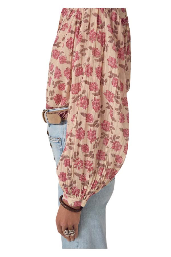 MAISON HOTEL LENNOX camicia donna floreale panna rosa cotone
