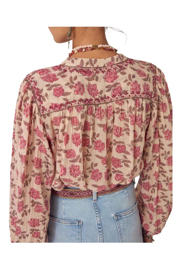 MAISON HOTEL LENNOX camicia donna floreale panna rosa cotone