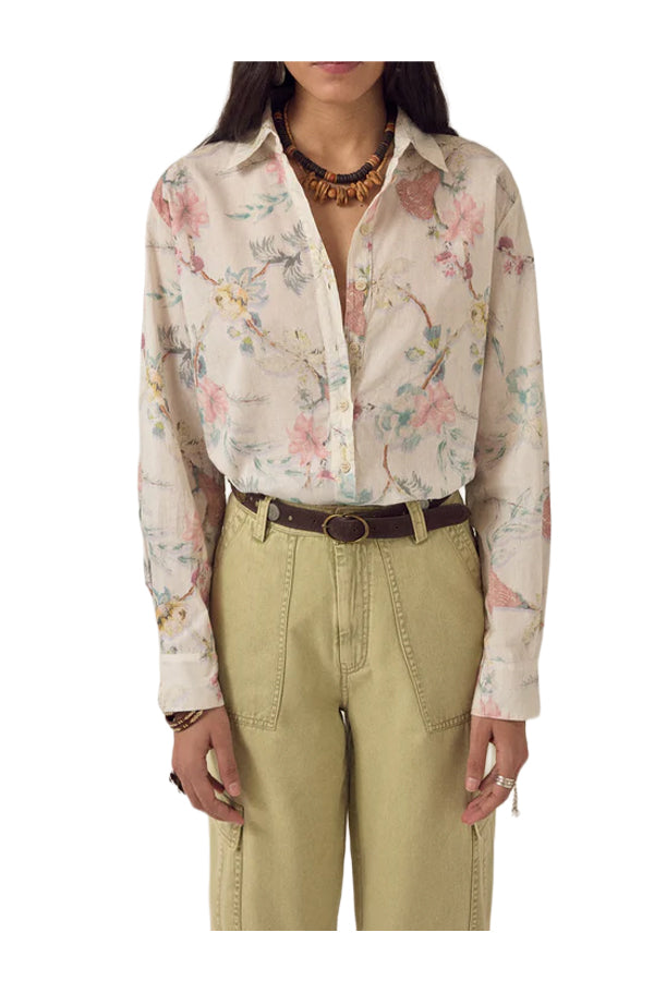 MAISON HOTEL Camicia Donna Avorio Floreale Multicolor Narciso