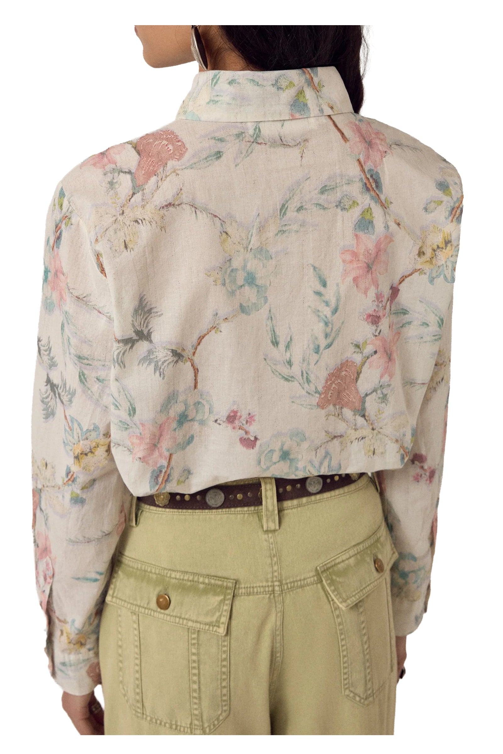 MAISON HOTEL Camicia Donna Avorio Floreale Multicolor Narciso