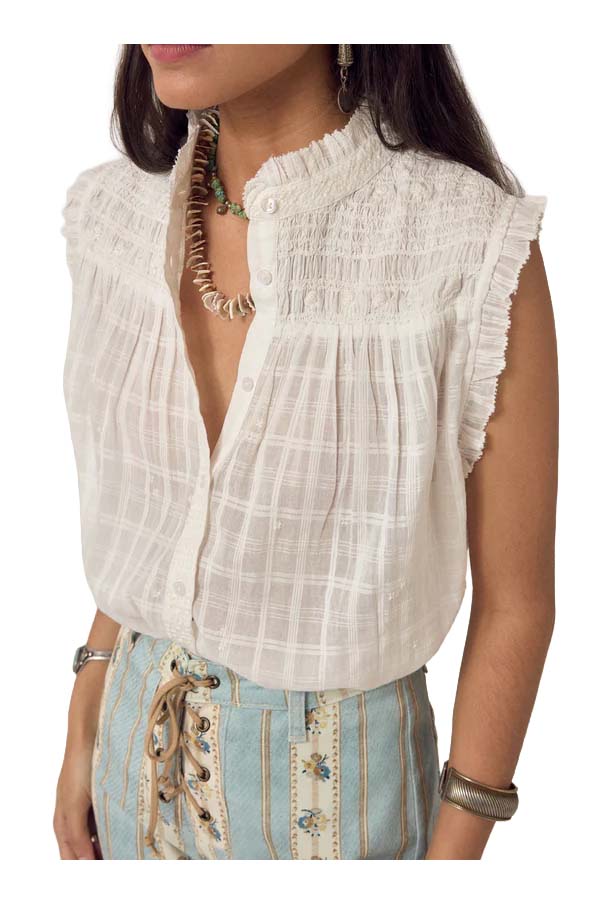 MAISON HOTEL ELVIS camicia donna bianca smock cotone