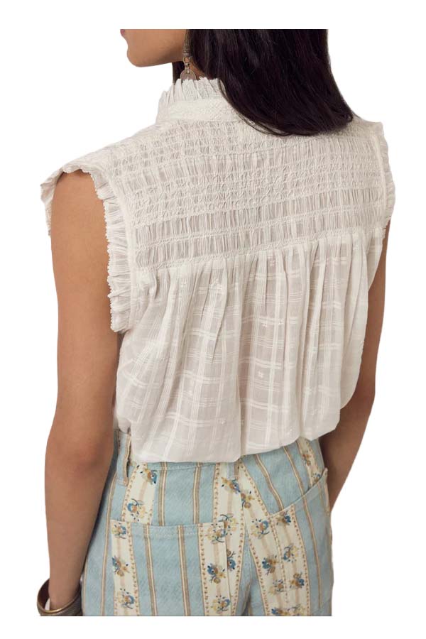 MAISON HOTEL ELVIS camicia donna bianca smock cotone