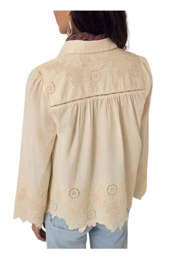 MAISON HOTEL Camicia Donna Avorio Ricami Sangallo Bottoni Arbind