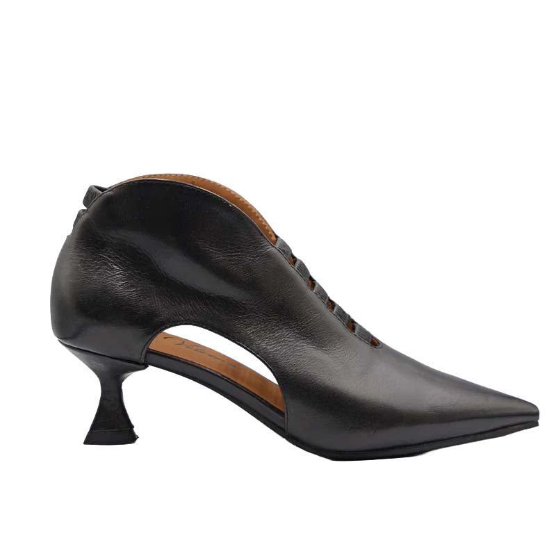 LA VITRINA CUBA-50 scarpa donna nera aperta lati pelle