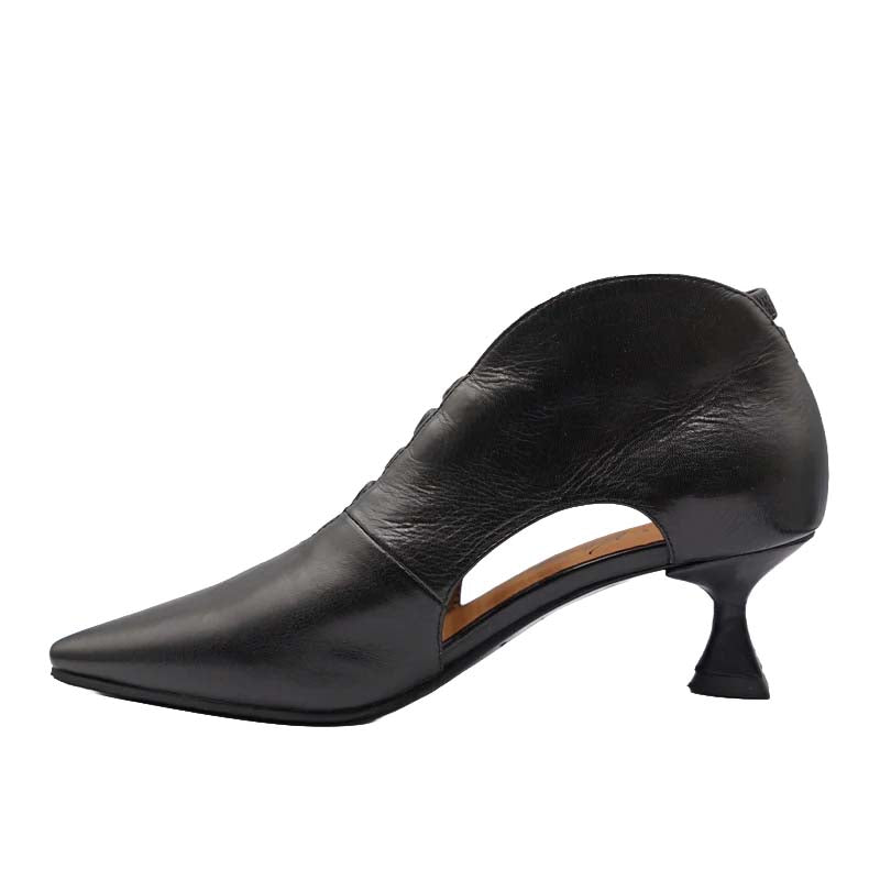 LA VITRINA CUBA-50 scarpa donna nera aperta lati pelle