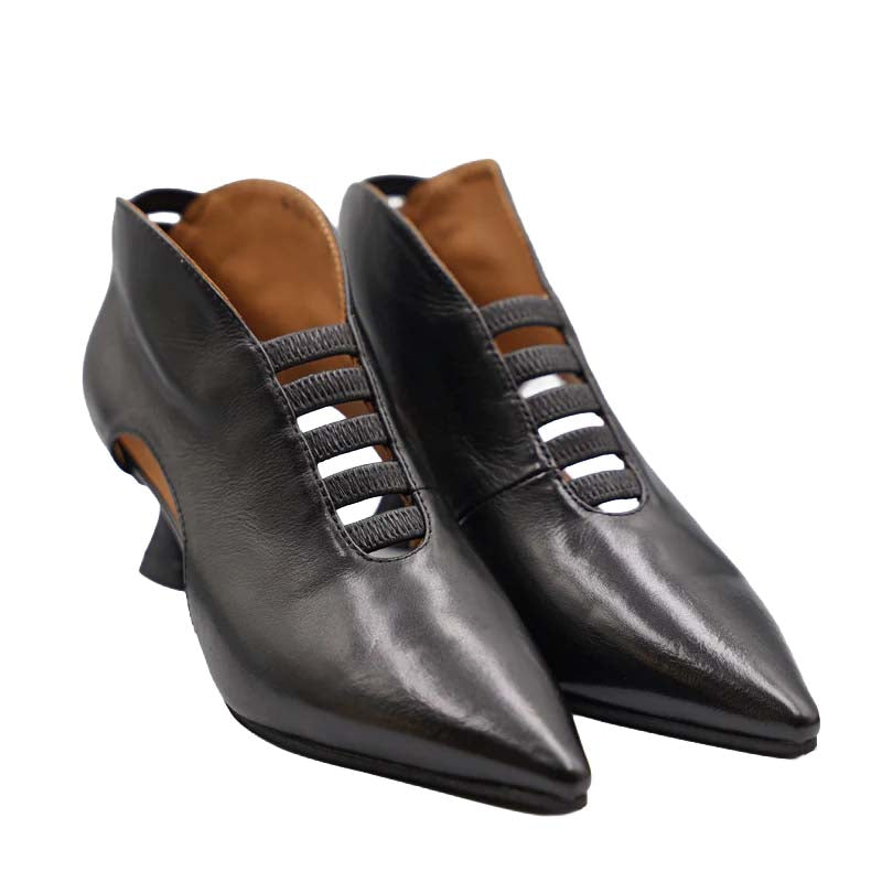 LA VITRINA CUBA-50 scarpa donna nera aperta lati pelle