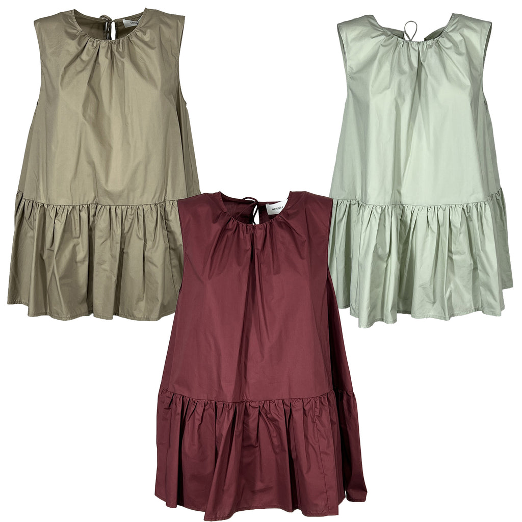 MEIMEIJ Top Donna Ampio Senza Maniche con Volant e Laccetti M6EA26