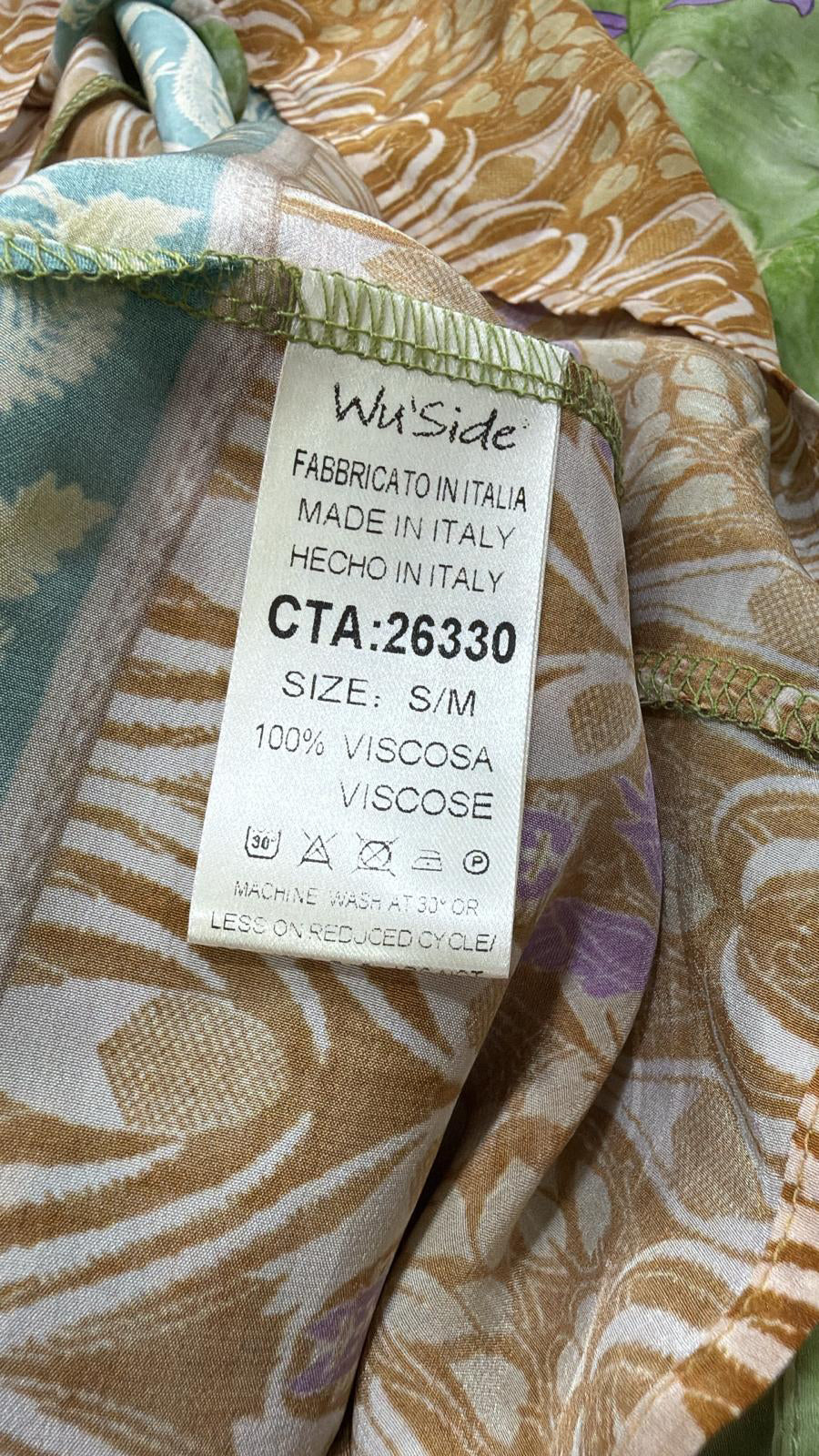 WU’SIDE camicia smanicata donna verde fantasia art. CTA 26330 in viscosa Made in Italy