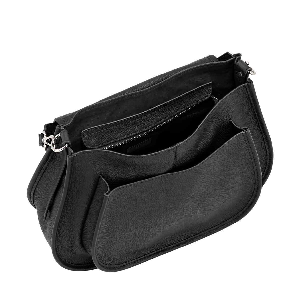 RIPANI Bina 1081OJ Borsa a Spalla L Nera in Pelle Effetto Cervo Made in Italy