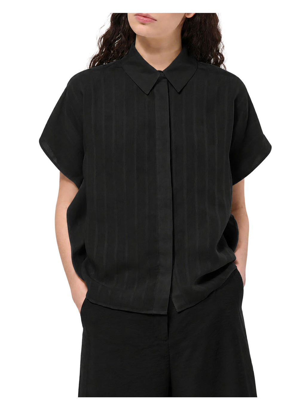 CH-BOVIRI-J HUMILITY Camicia Nera Armaturata Made in Italy