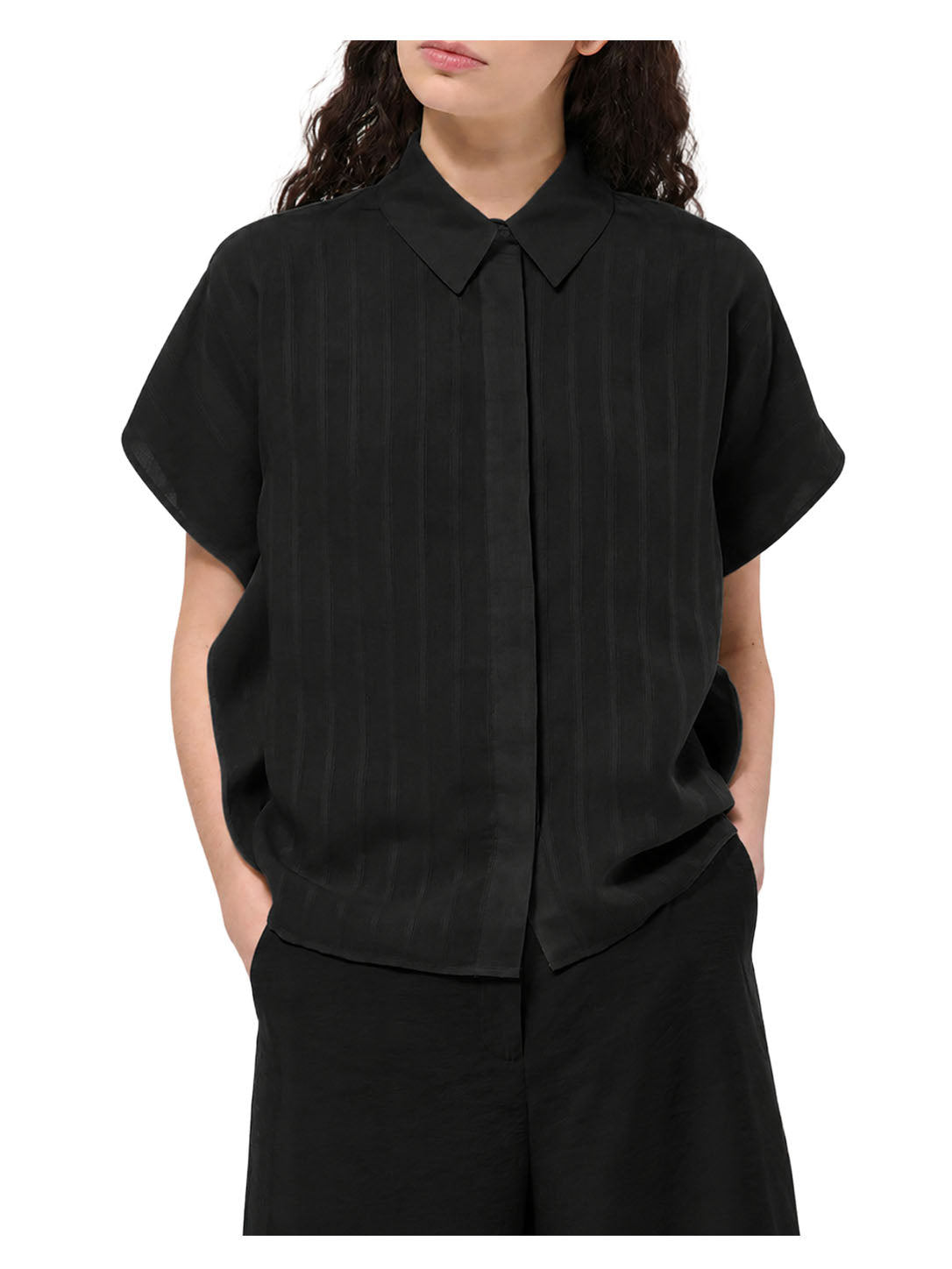 CH-BOVIRI-J HUMILITY Camicia Nera Armaturata Made in Italy