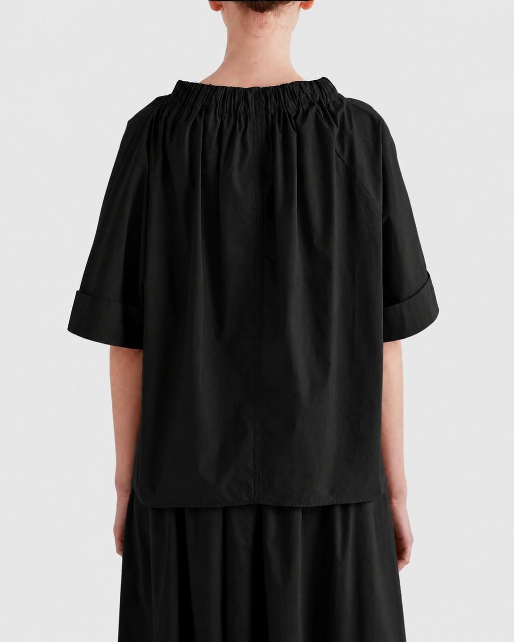 MEIMEIJ M6PA07 blusa donna cotone collo arricciato Made in Italy