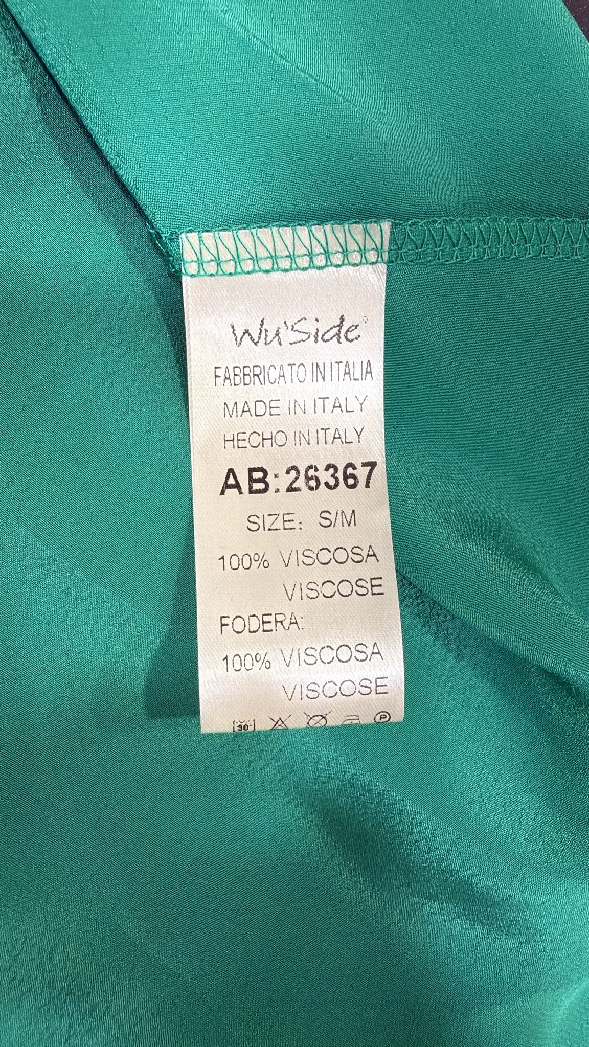 WU’SIDE abito lungo donna halter smeraldo art. AB 26367 in viscosa Made in Italy
