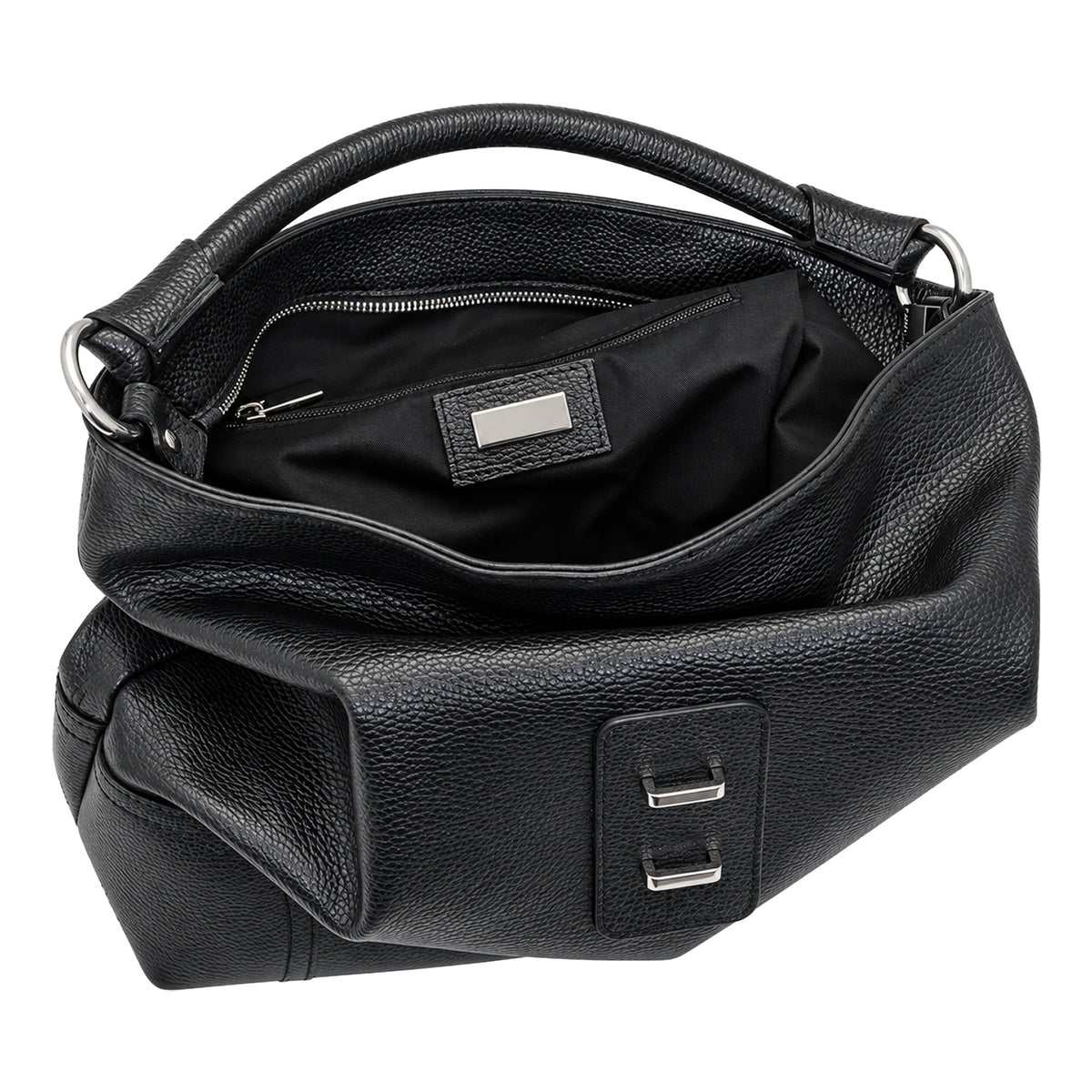 RIPANI Hilda 1185OJ Borsa a Spalla L Nera in Pelle Effetto Cervo Made in Italy