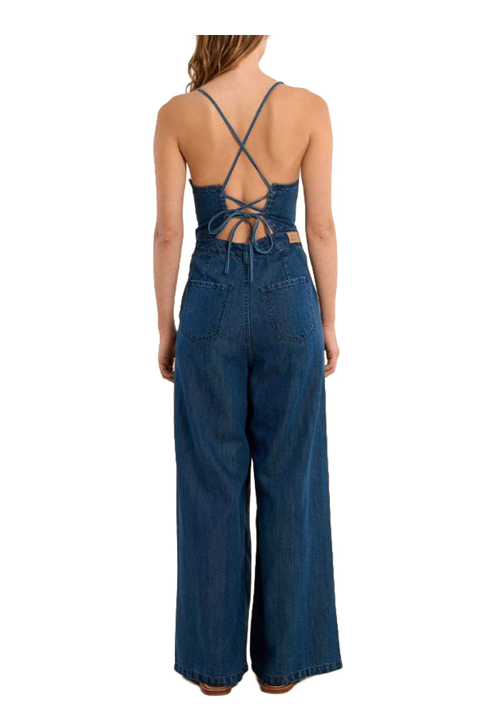 MOLLY BRACKEN E1105AEP tuta donna denim lyocell cotone gamba larga