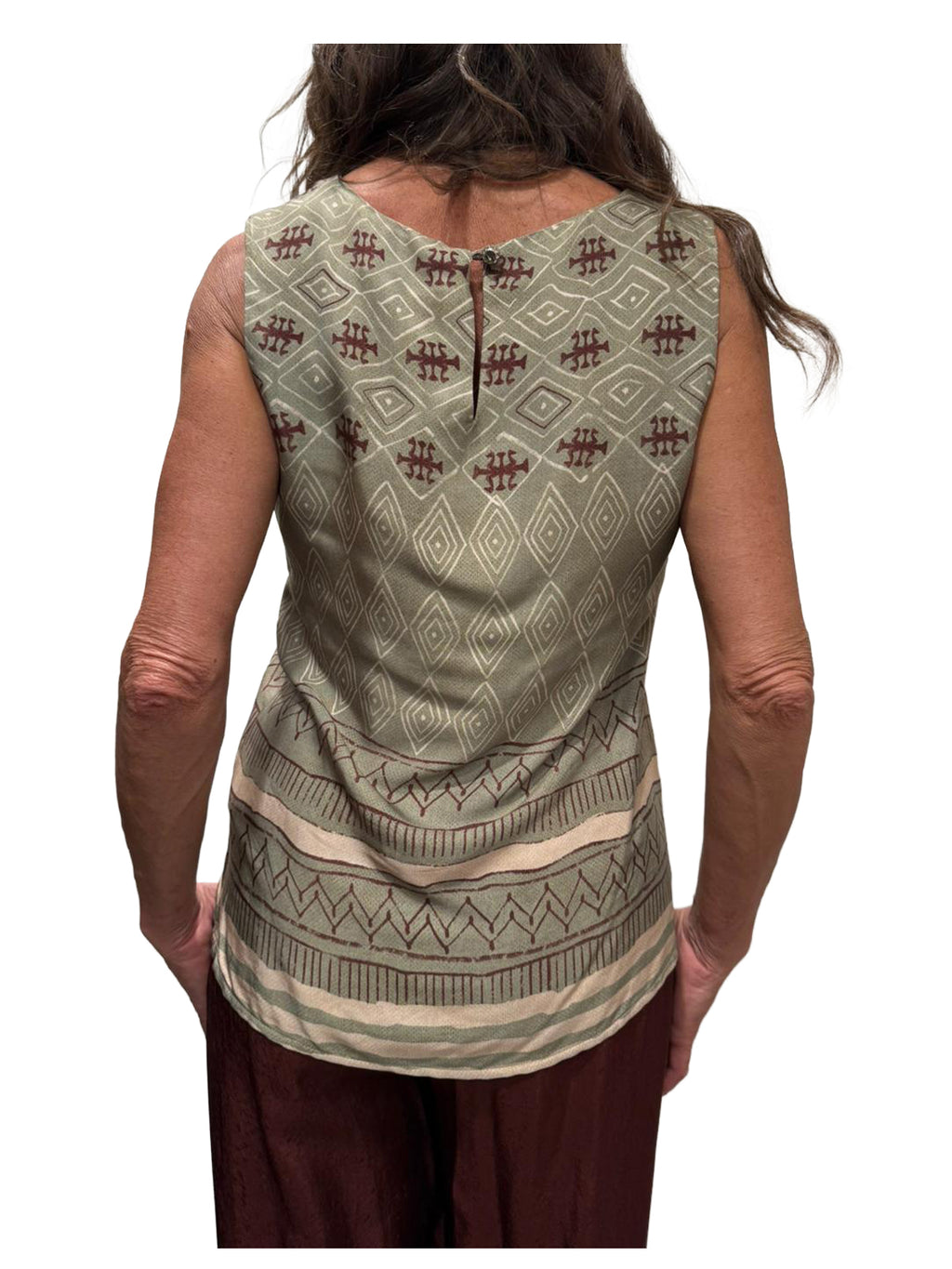 WU’SIDE canotta donna fantasia militare art. CTA 26259 in viscosa Made in Italy