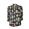 IL THE DELLE 5 Camicia Donna Nera Fantasia Multicolor SPOON “Lovely Monster” MADE IN ITALY