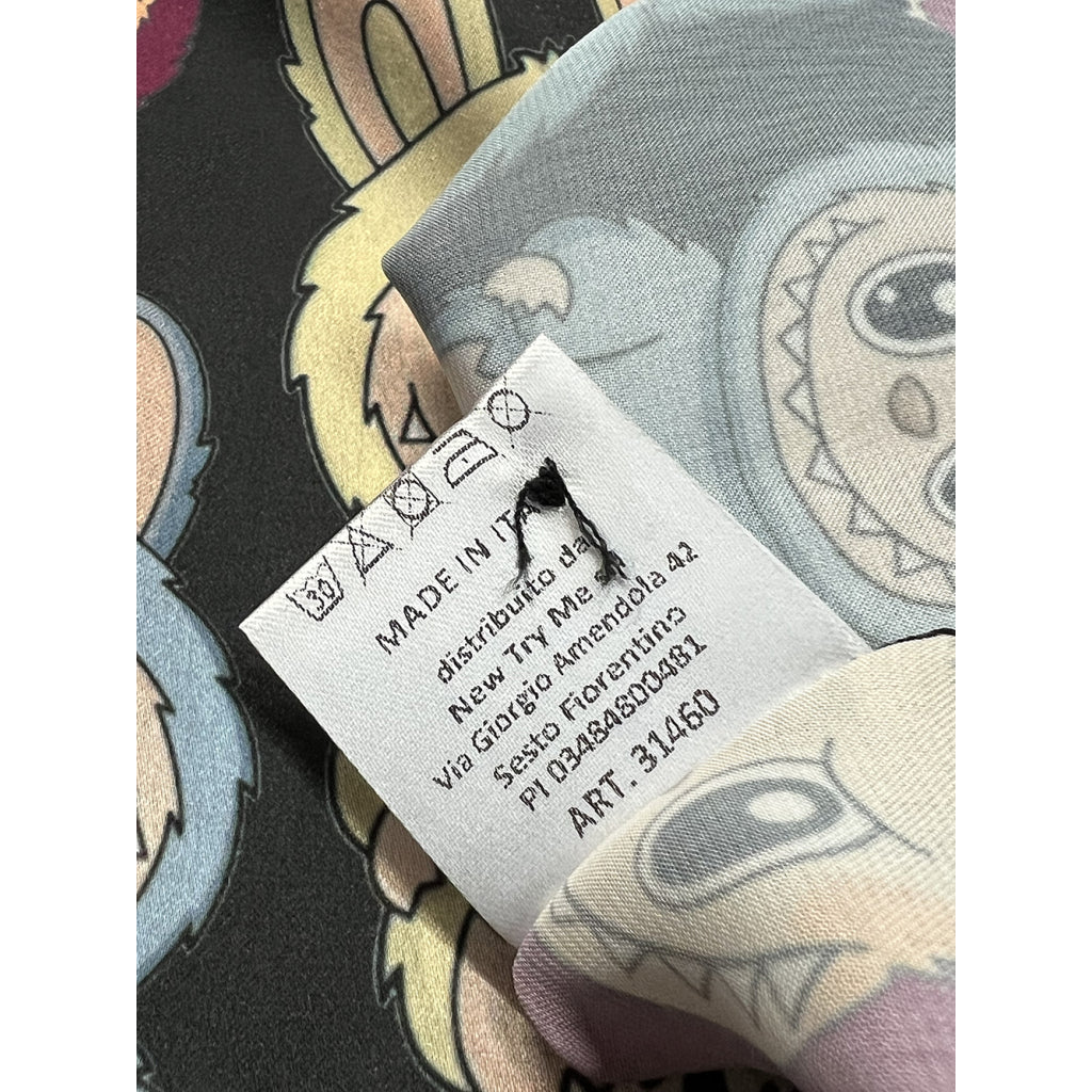 IL THE DELLE 5 Camicia Donna Nera Fantasia Multicolor SPOON “Lovely Monster” MADE IN ITALY