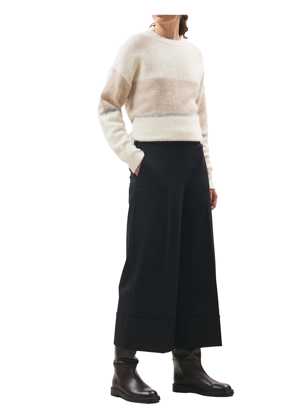 HUMILITY Pantalone Donna Nero Punto Milano Cropped SOPHIO MADE IN ITALY