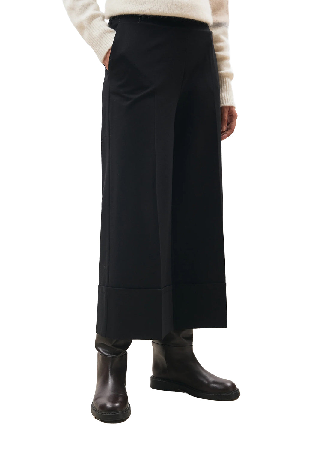 HUMILITY Pantalone Donna Nero Punto Milano Cropped SOPHIO MADE IN ITALY