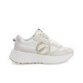 NØ NAME Sneaker Donna CARTER JOGGER W Optic White/Dove/Dove – Suede + Tessuto GRS, Platform 5 cm