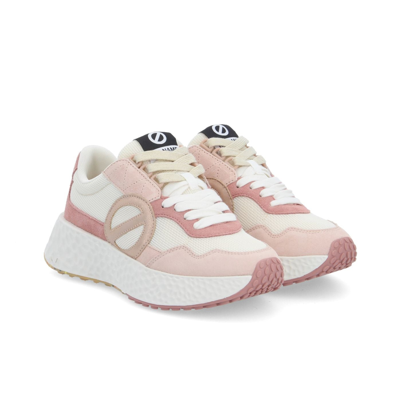NØ NAME Sneaker Donna CARTER JOGGER W Pink/Dove/Salmon – Suede + GRS, Platform 5 cm