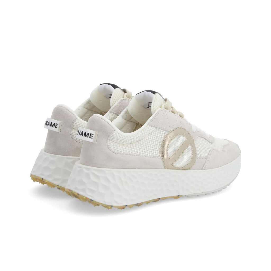 NØ NAME Sneaker Donna CARTER JOGGER W Optic White/Dove/Dove – Suede + Tessuto GRS, Platform 5 cm