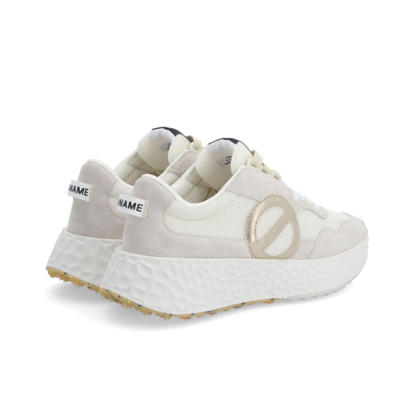 NØ NAME Sneaker Donna CARTER JOGGER W Optic White/Dove/Dove – Suede + Tessuto GRS, Platform 5 cm