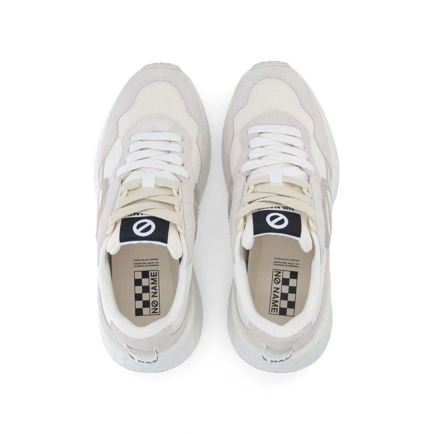 NØ NAME Sneaker Donna CARTER JOGGER W Optic White/Dove/Dove – Suede + Tessuto GRS, Platform 5 cm