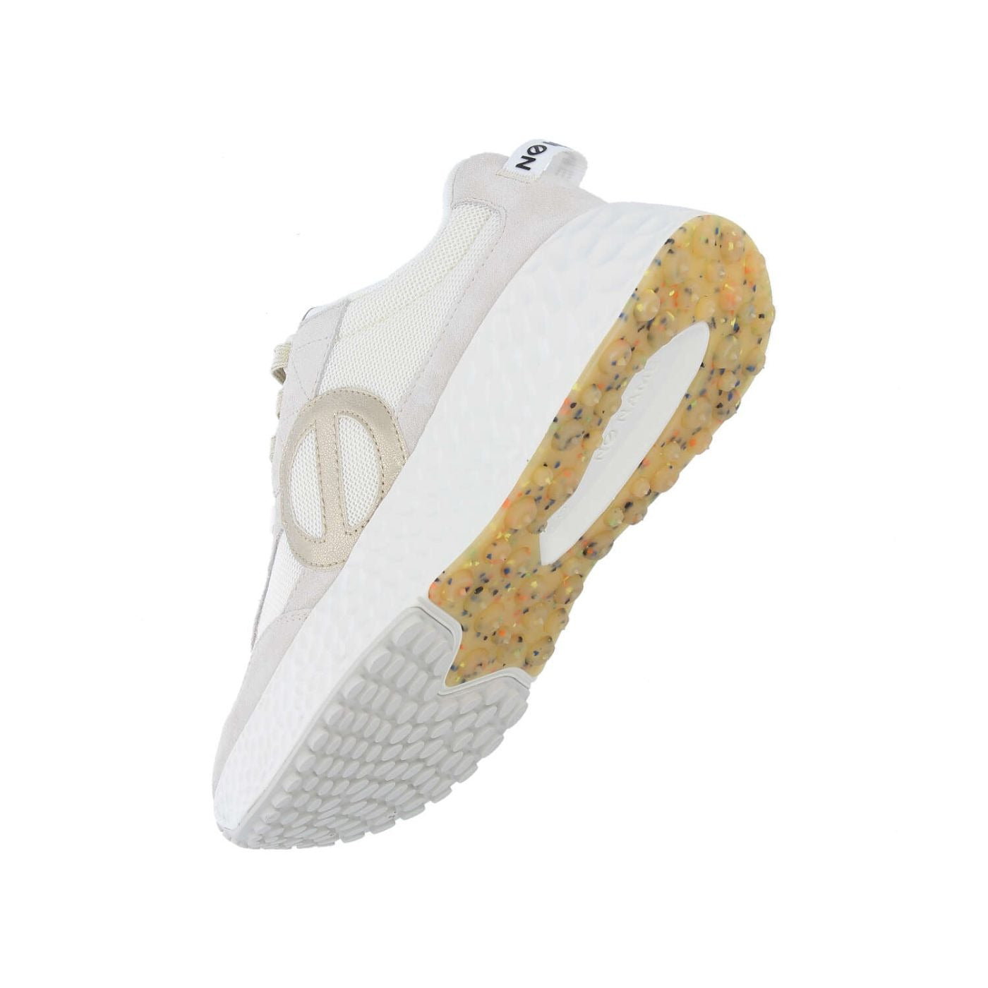 NØ NAME Sneaker Donna CARTER JOGGER W Optic White/Dove/Dove – Suede + Tessuto GRS, Platform 5 cm