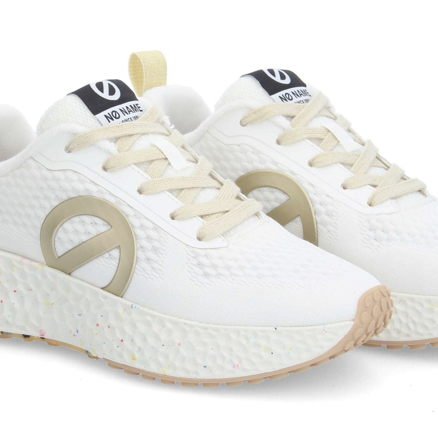 NØ NAME Sneaker Donna CARTER FLY W Bianco/Dorato – Platform 5 cm Eco GRS/GOTS