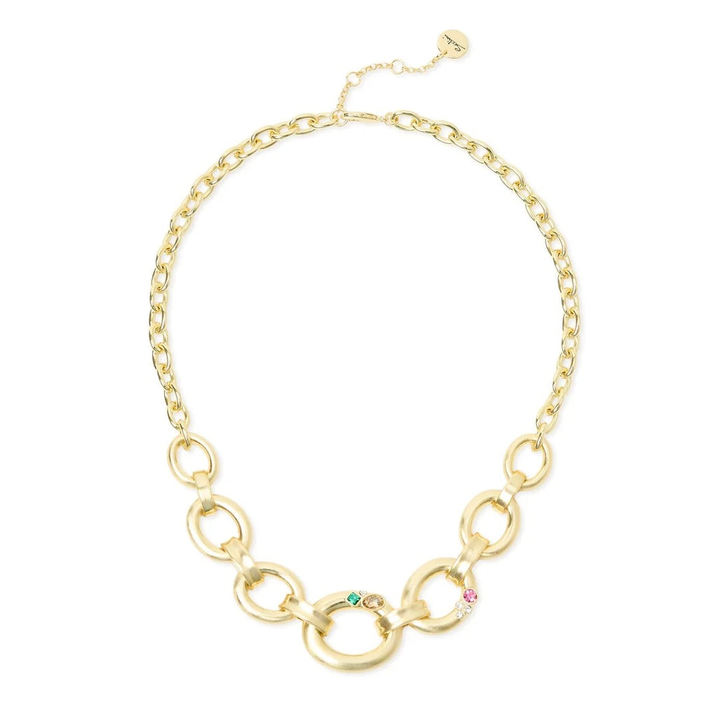SODINI Collana Donna Corta Emilia Multicolor con Catena Rolò, Grandi Maglie e Cristalli 800035W