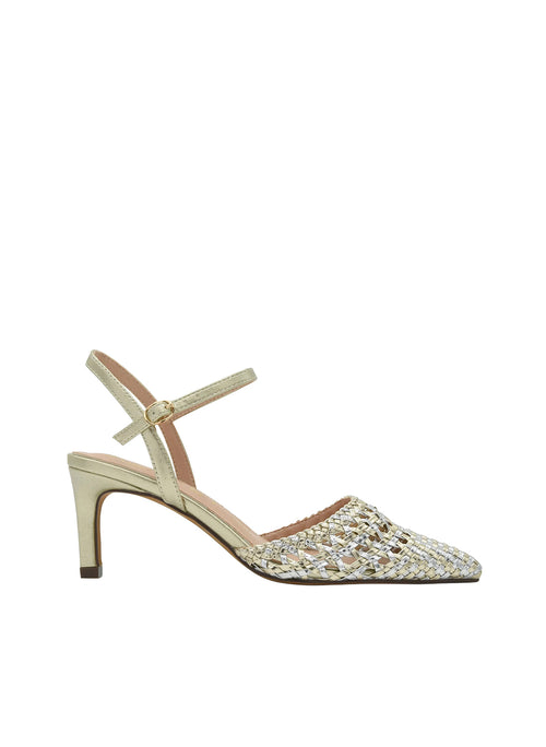 AZAREY 613L254 Slingback Donna Oro Argento Tacco 7 Soletta Pelle