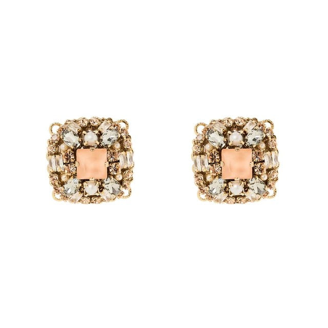 SODINI Orecchini Donna Hera Multicolor con Charm Quadrato, Cristalli e Mini-Perle 552472