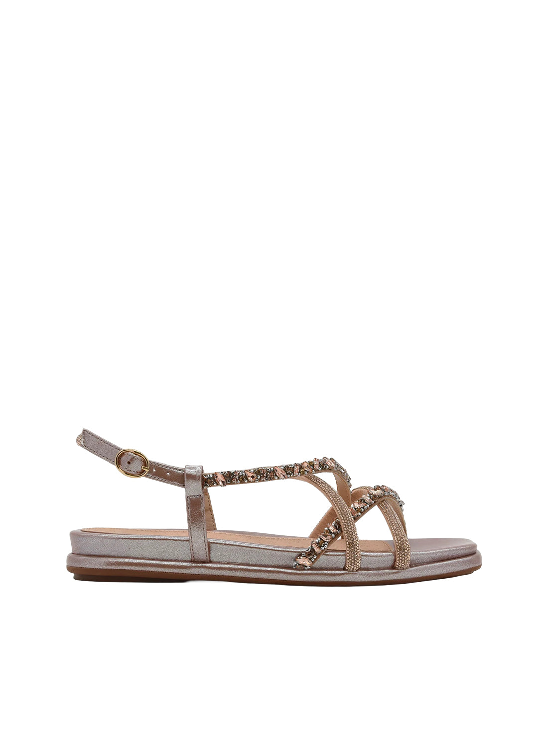 AZAREY 494K982 Sandalo Donna Oro Rosa Strass Tacco 2 Soletta Pelle