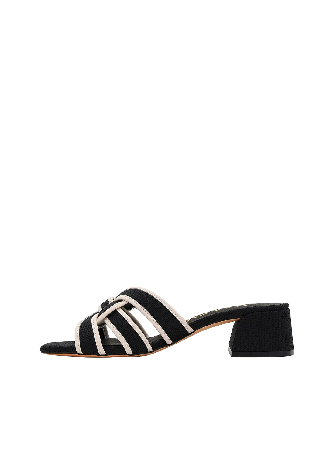 AZAREY 459L784 Sandalo Donna Rafia Nero Ecru Tacco 4 Soletta Pelle