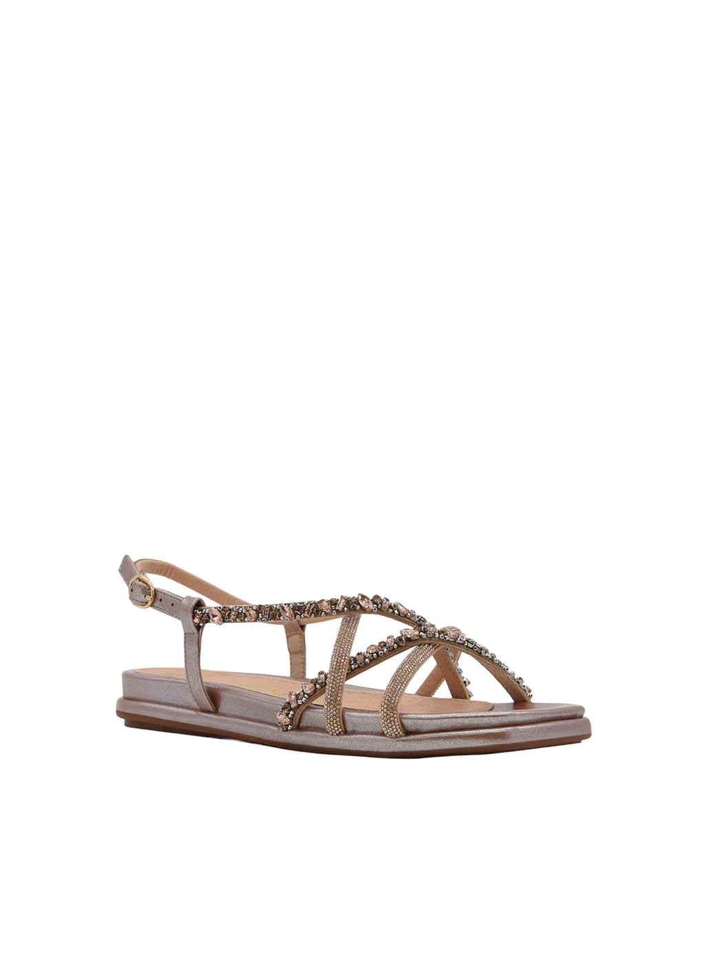 AZAREY 494K982 Sandalo Donna Oro Rosa Strass Tacco 2 Soletta Pelle