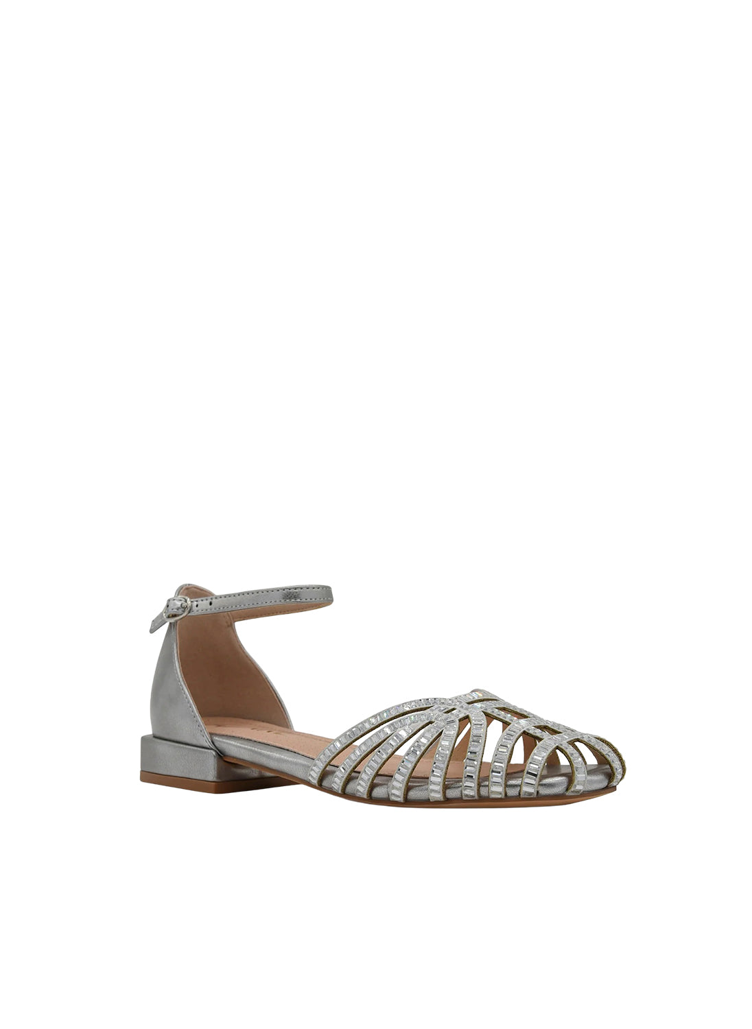 AZAREY 494K977 Sandalo Donna Argento Pietre Tacco 2 Soletta Pelle