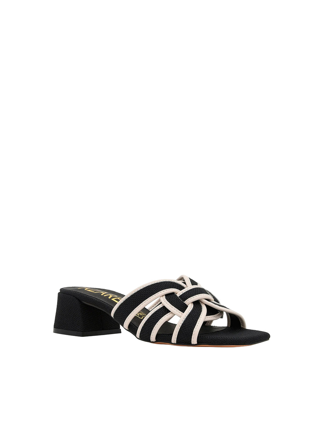 AZAREY 459L784 Sandalo Donna Rafia Nero Ecru Tacco 4 Soletta Pelle