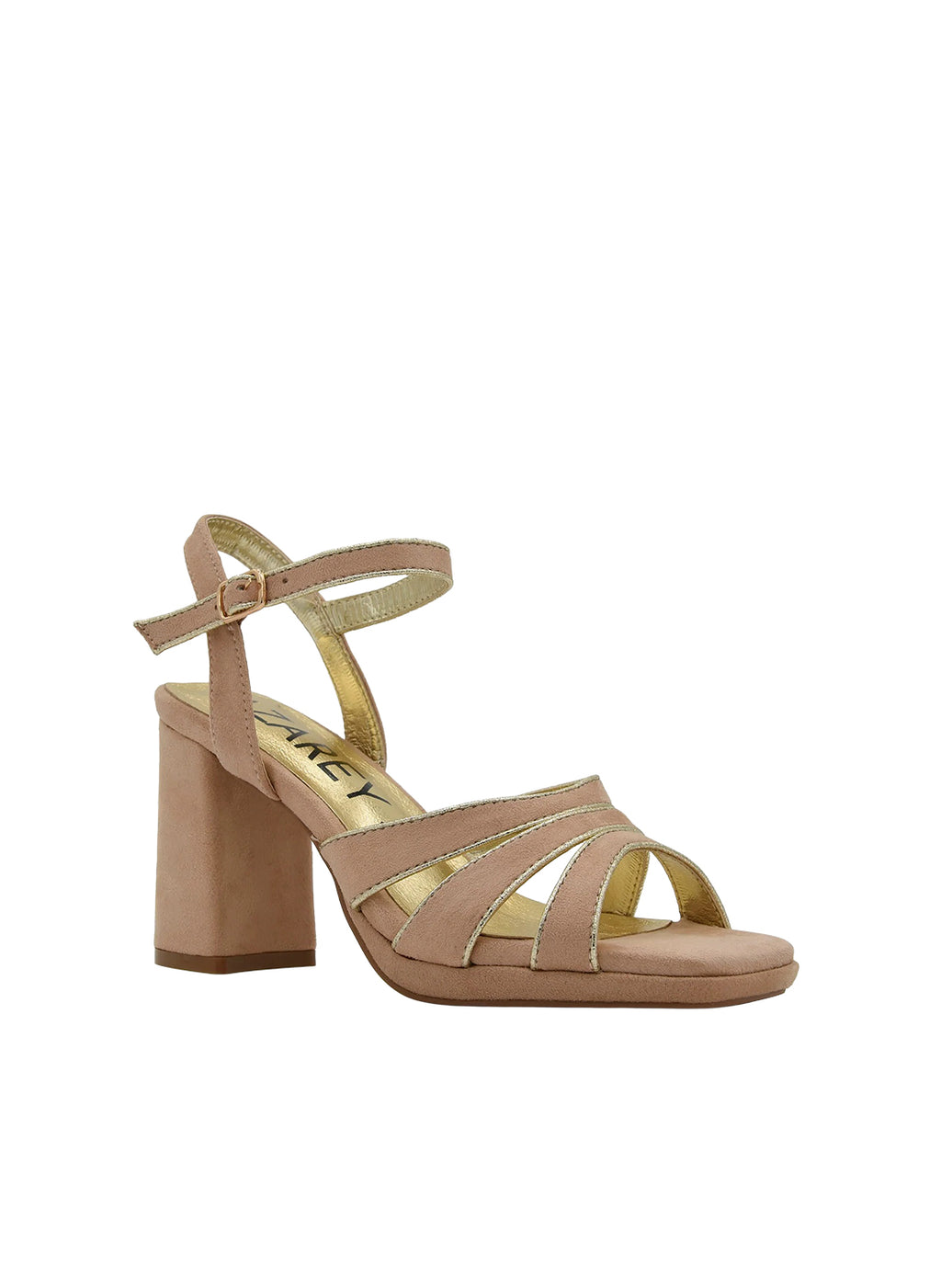 AZAREY 459L823 Sandalo Donna Beige Oro Tacco 8 Soletta Pelle
