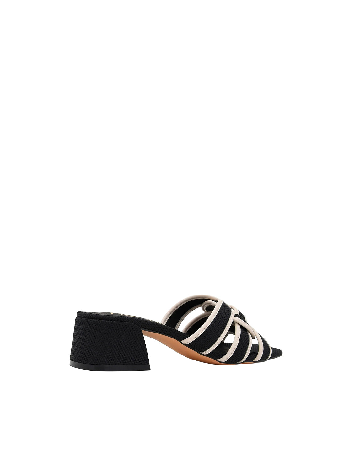 AZAREY 459L784 Sandalo Donna Rafia Nero Ecru Tacco 4 Soletta Pelle