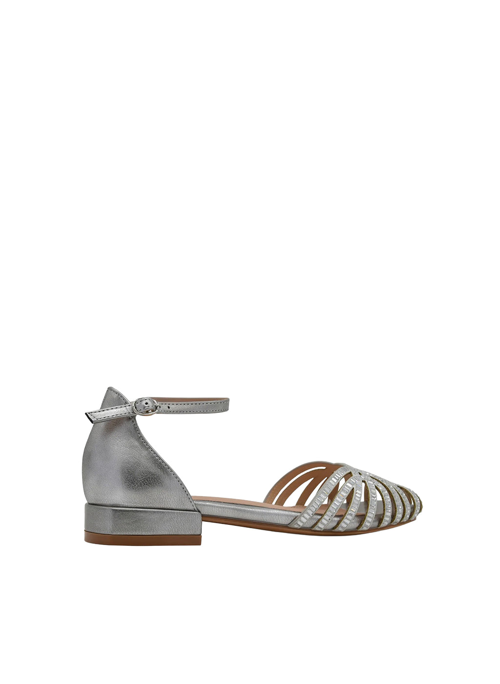 AZAREY 494K977 Sandalo Donna Argento Pietre Tacco 2 Soletta Pelle
